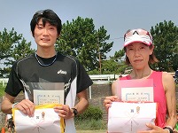 5Kmの部で優勝の平池　宏至さんと水内喜美代さん