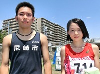 5Kmの部で優勝の登玉将嗣さんと杉本恵理さん